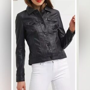 White House Black Market Coated Leather Jacket